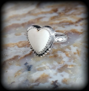 Howlite Heart Ring- Size 6