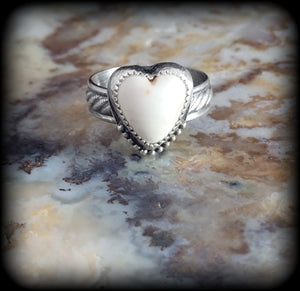 Howlite Heart Ring- Size 7