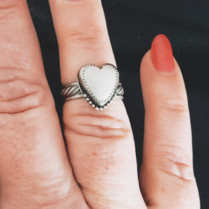 Howlite Heart Ring- Size 7