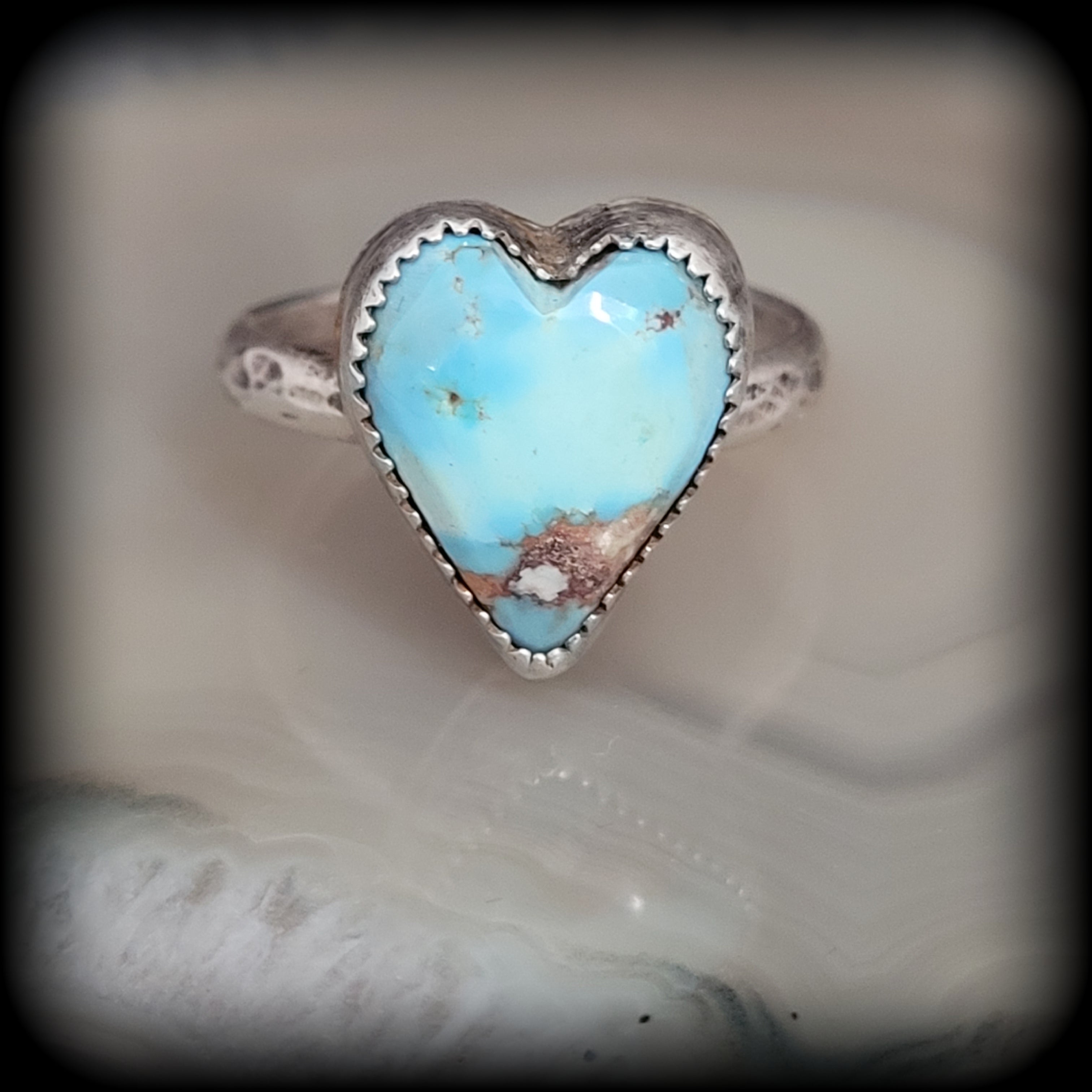 Desert Lavender Turquoise Heart Ring- Size 10