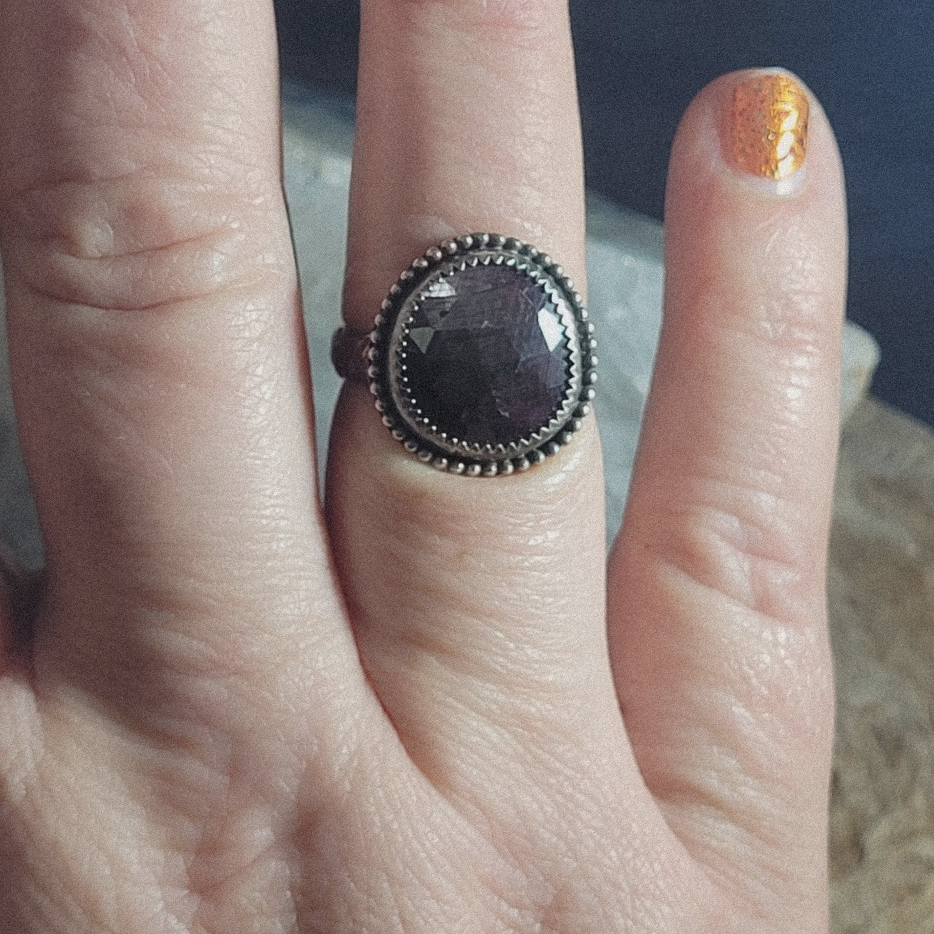 Raw Star Sapphire Ring Size 8