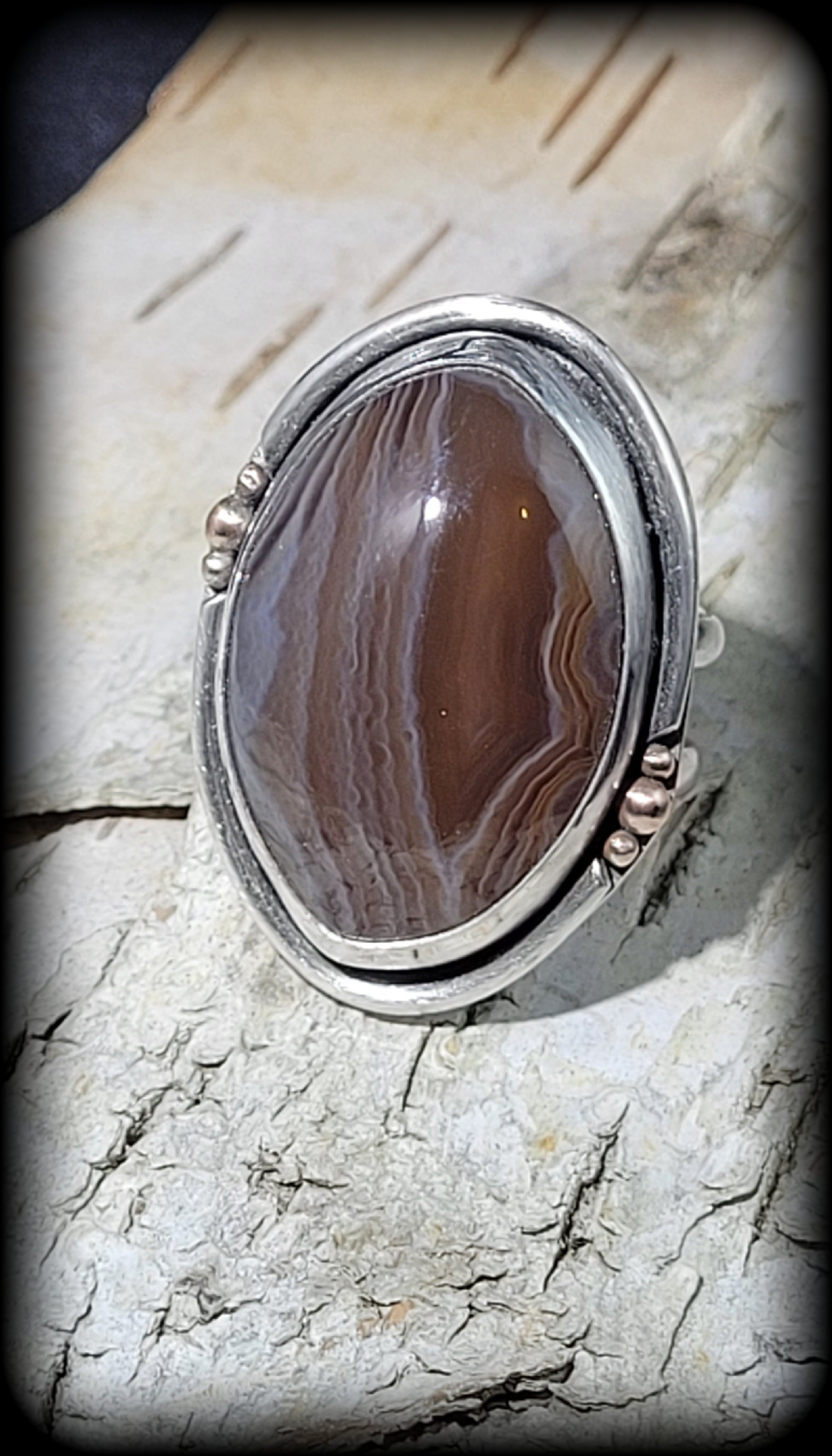 Lake Superior Agate Statement Ring Size 9