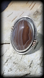 Lake Superior Agate Statement Ring Size 9