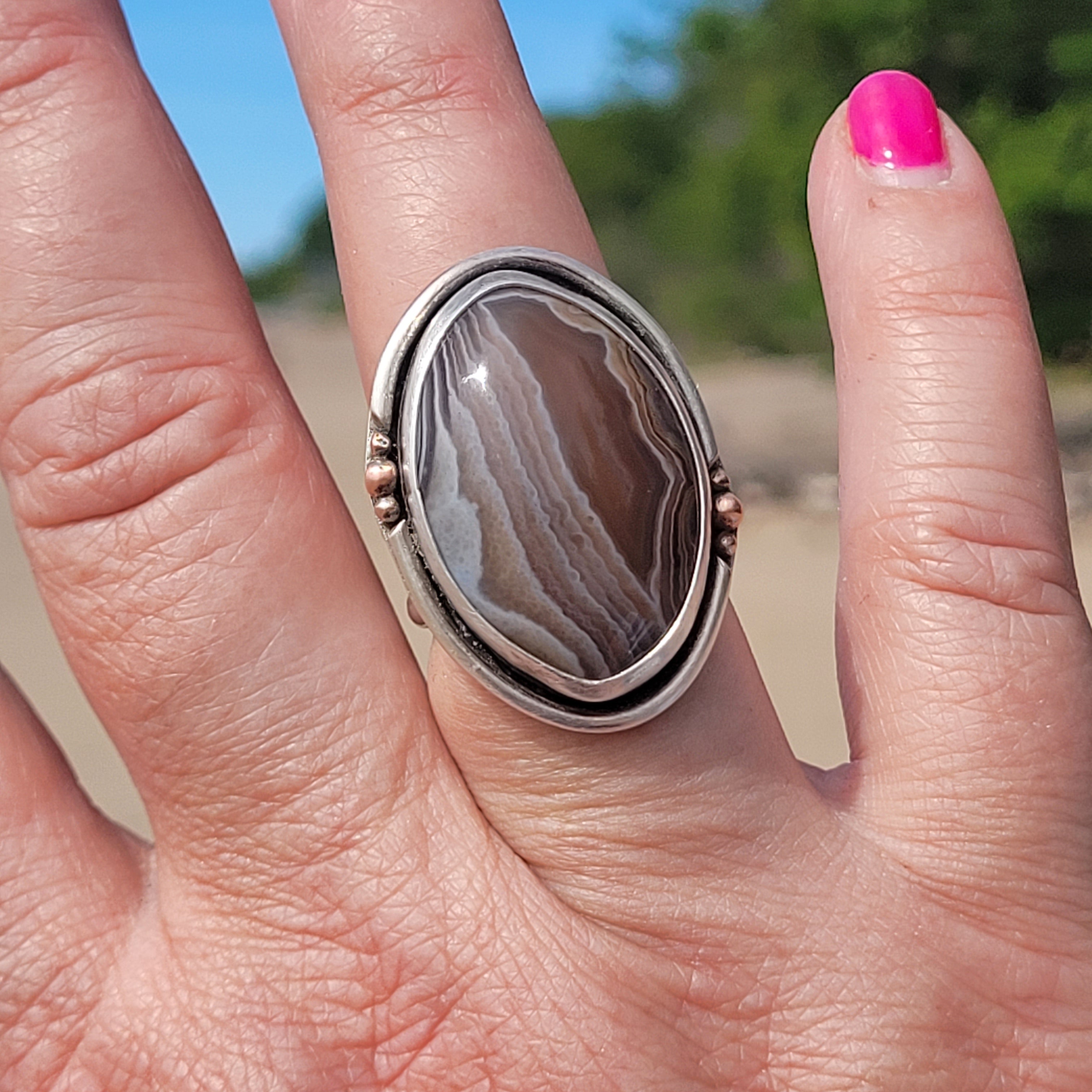 Lake Superior Agate Statement Ring Size 9