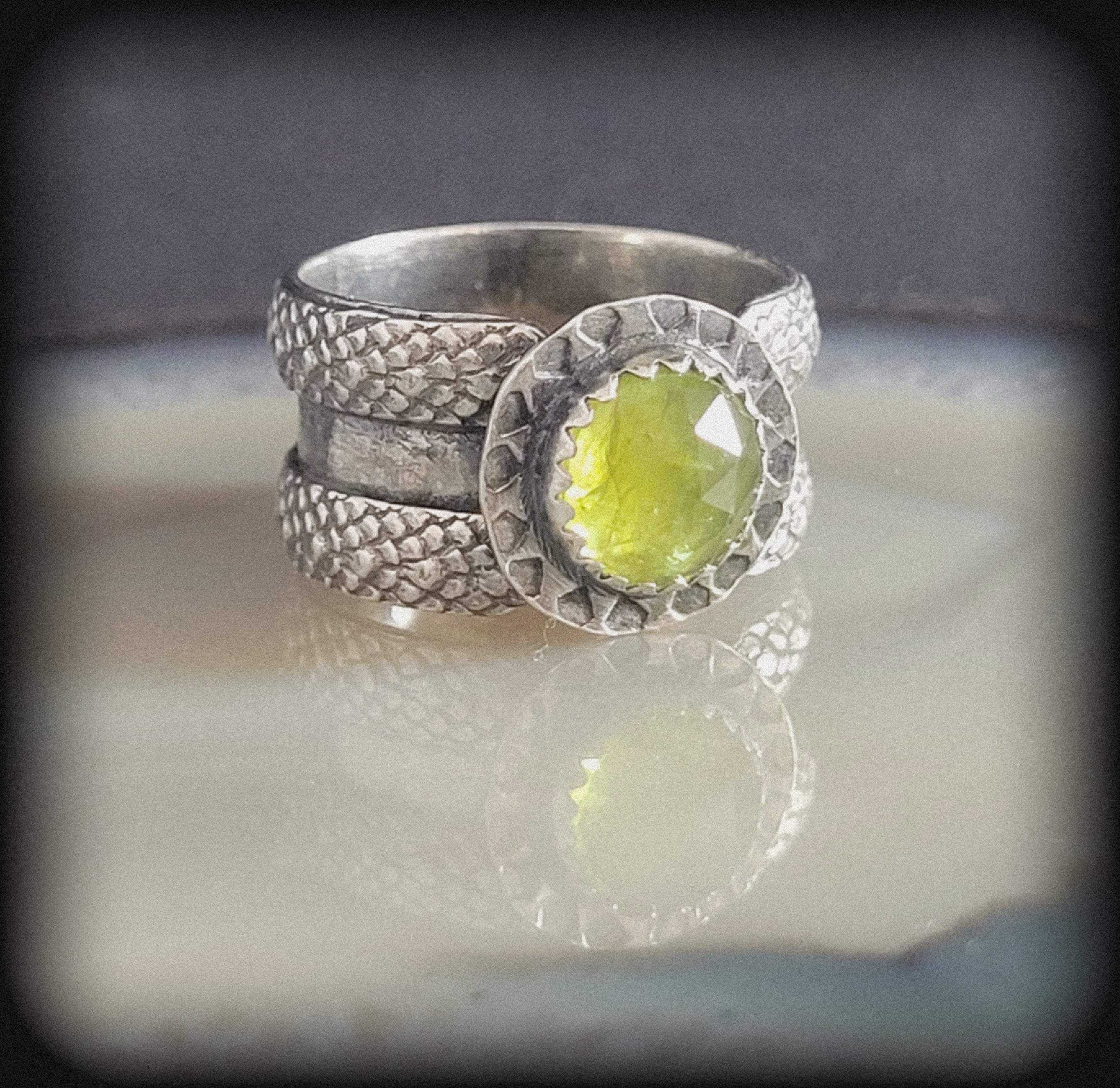 Peridot Snake Ring-Size 7.5