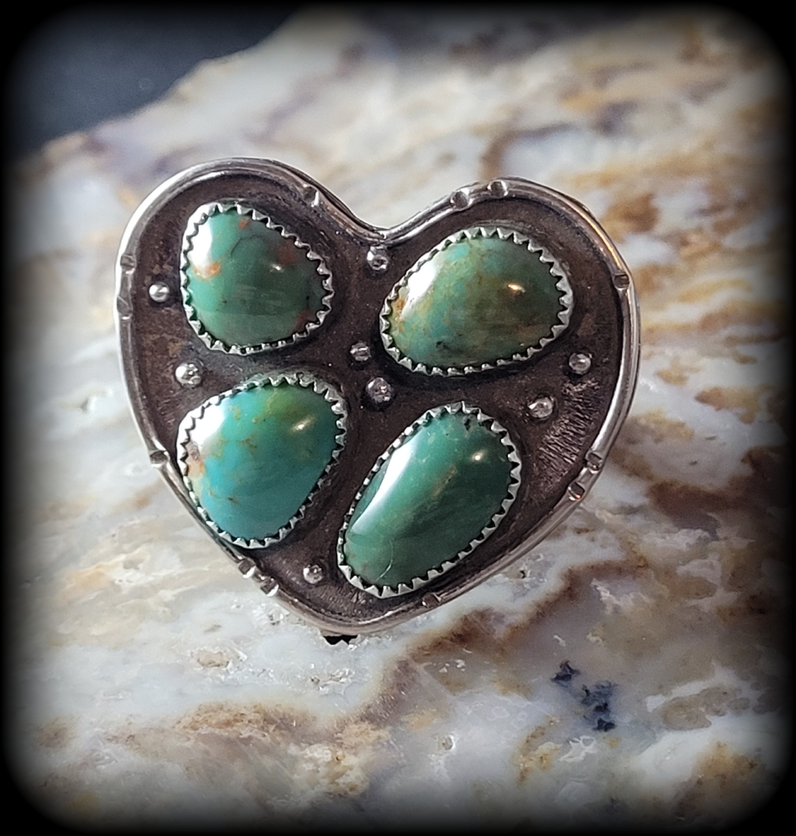 Kingman Turquoise Heart Ring- Size 9