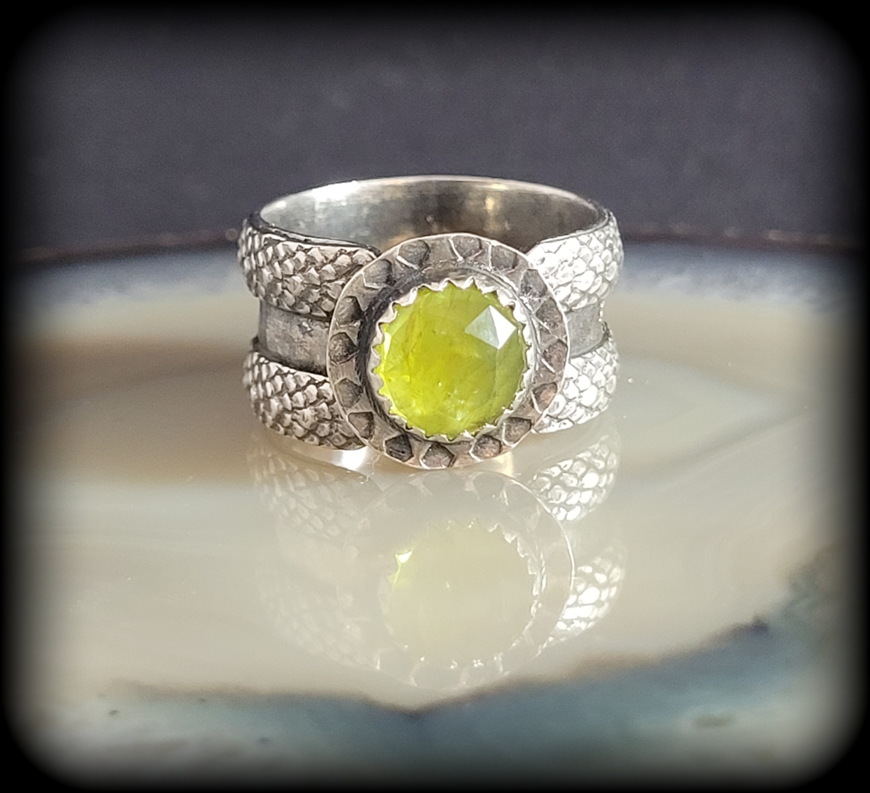 Peridot Snake Ring-Size 7.5