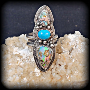 Matrix Opal and Sleeping Beauty Turquoise Ring Size 10