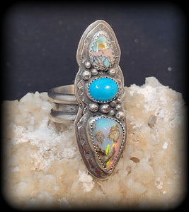 Matrix Opal and Sleeping Beauty Turquoise Ring Size 10