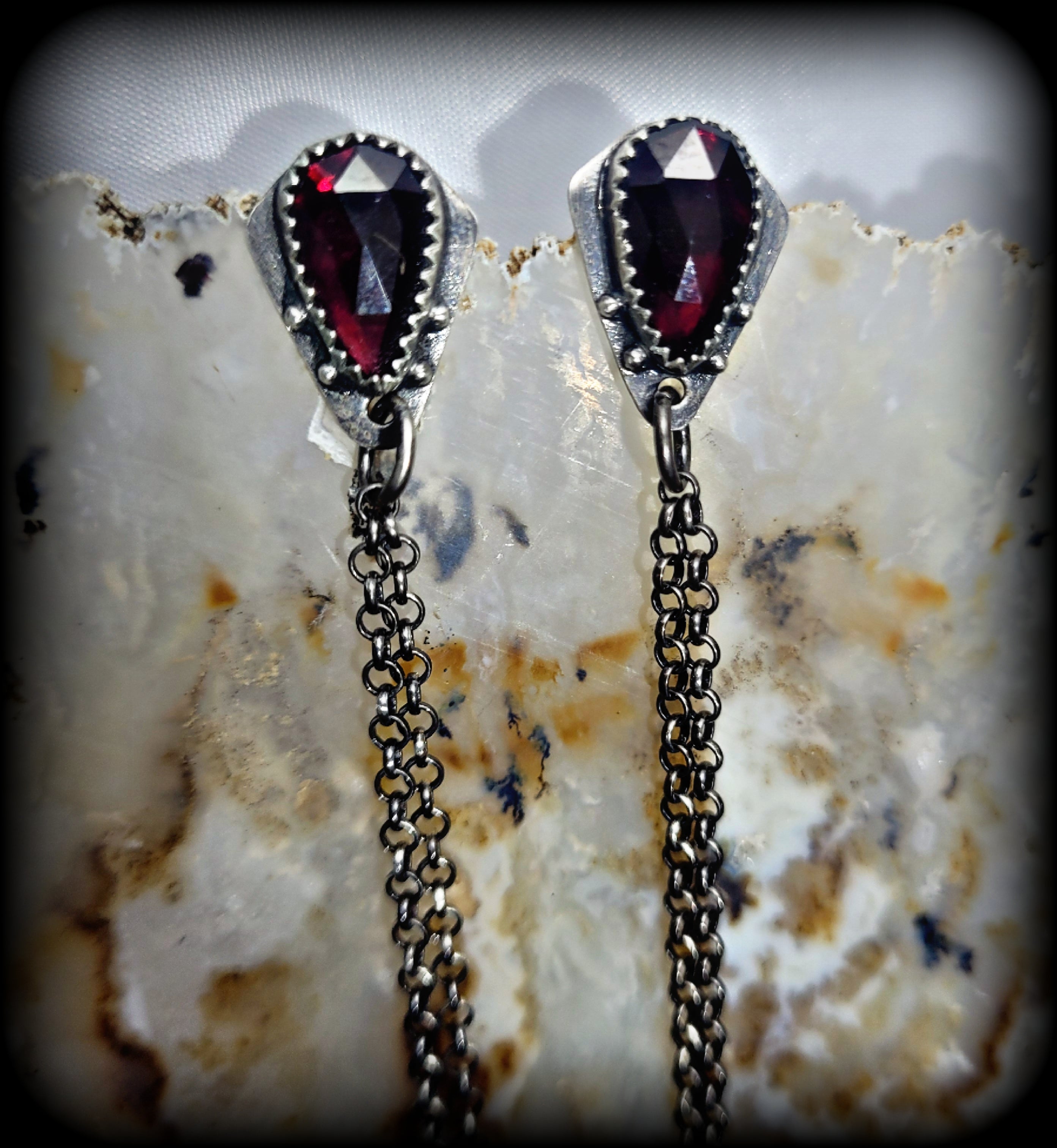 Garnet Chain Earrings