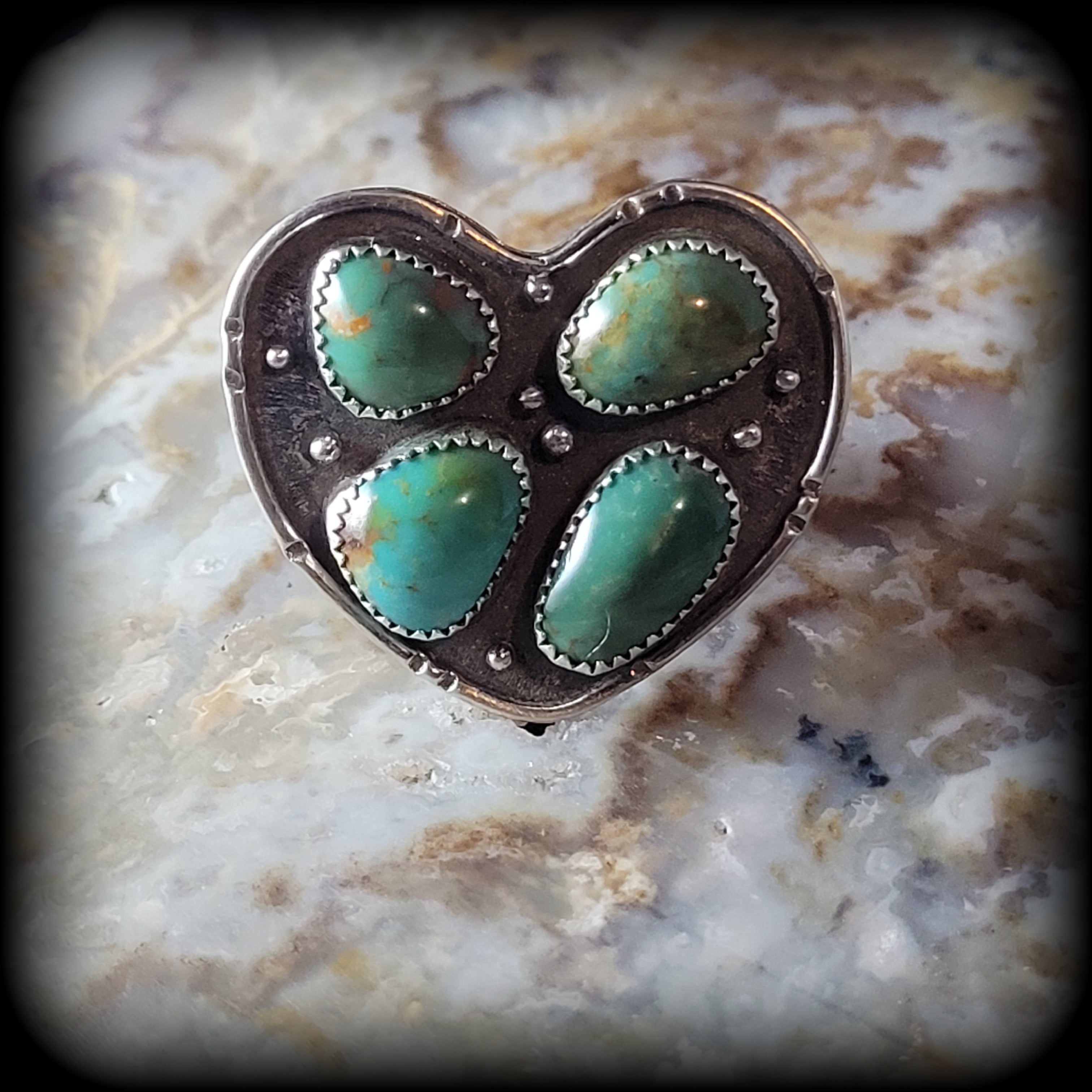 Kingman Turquoise Heart Ring- Size 9