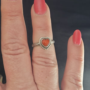 Coral Heart Ring- Size 6