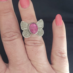 Pink Sapphire Butterfly Ring- Size 6