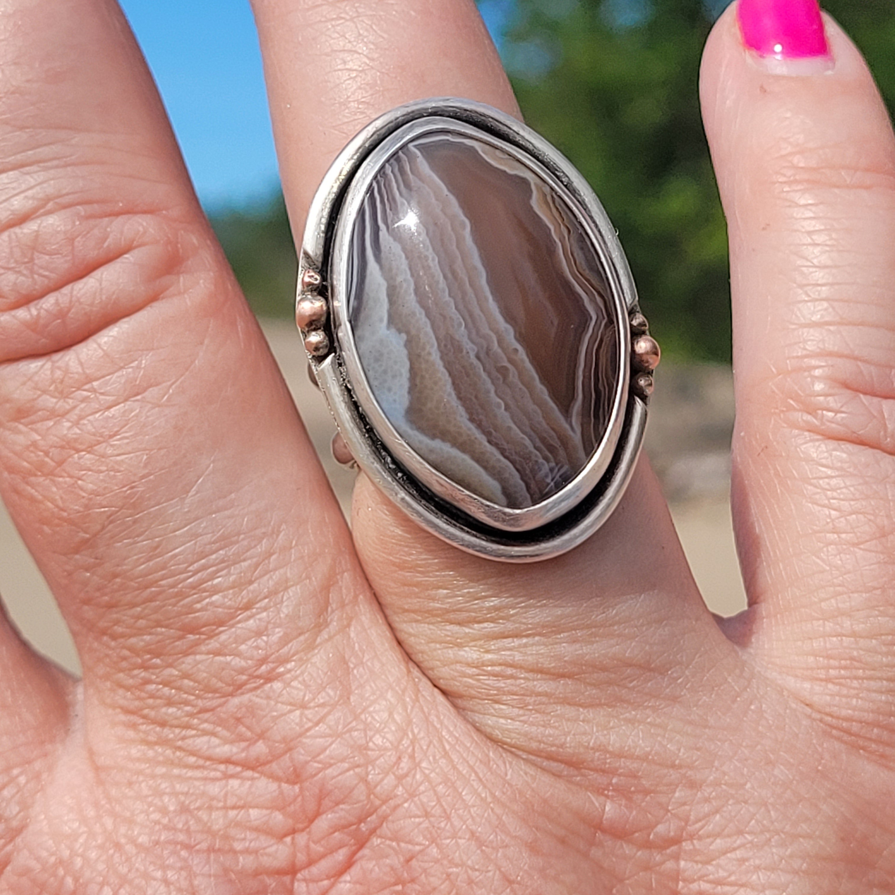 Lake Superior Agate Statement Ring Size 9