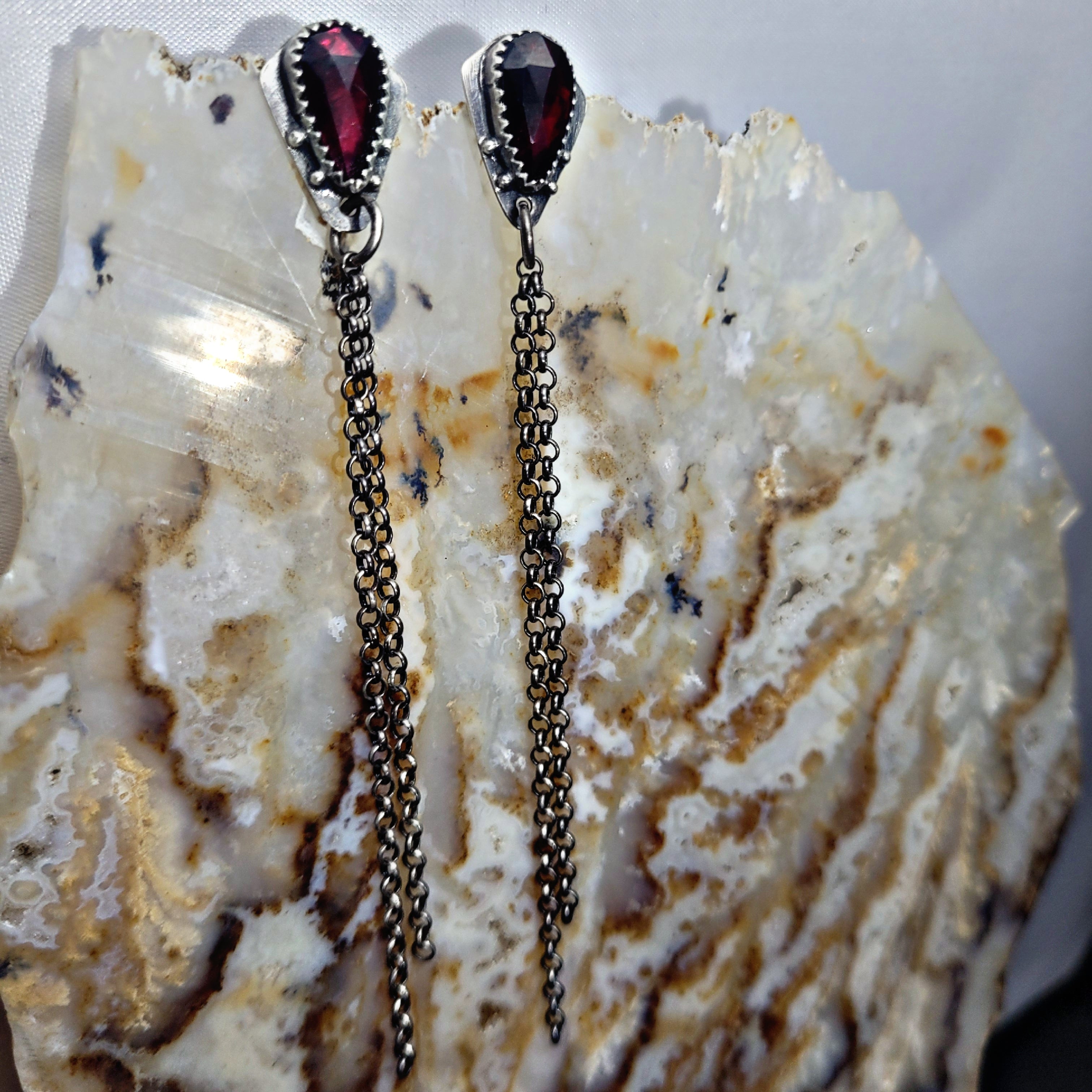 Garnet Chain Earrings