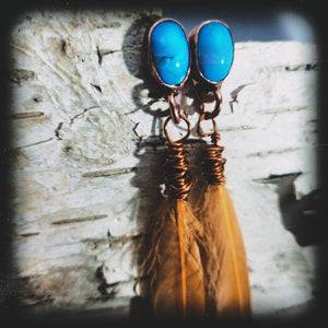 Sleeping Beauty Turquoise Feather Earrings