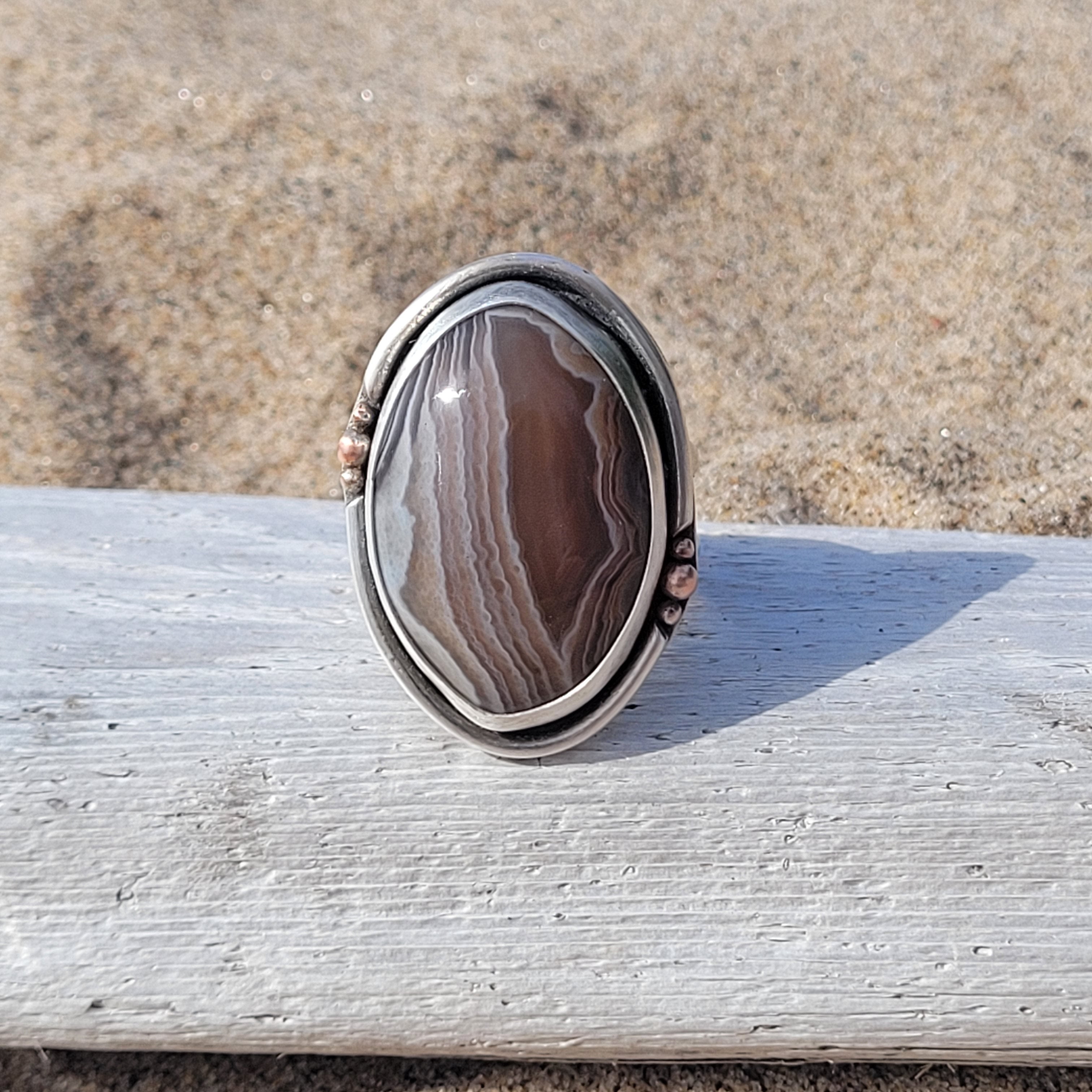 Lake Superior Agate Statement Ring Size 9