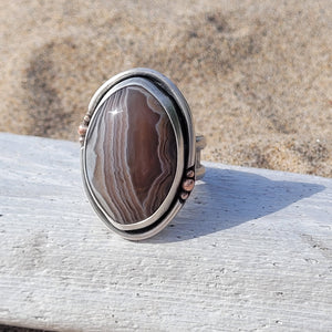 Lake Superior Agate Statement Ring Size 9