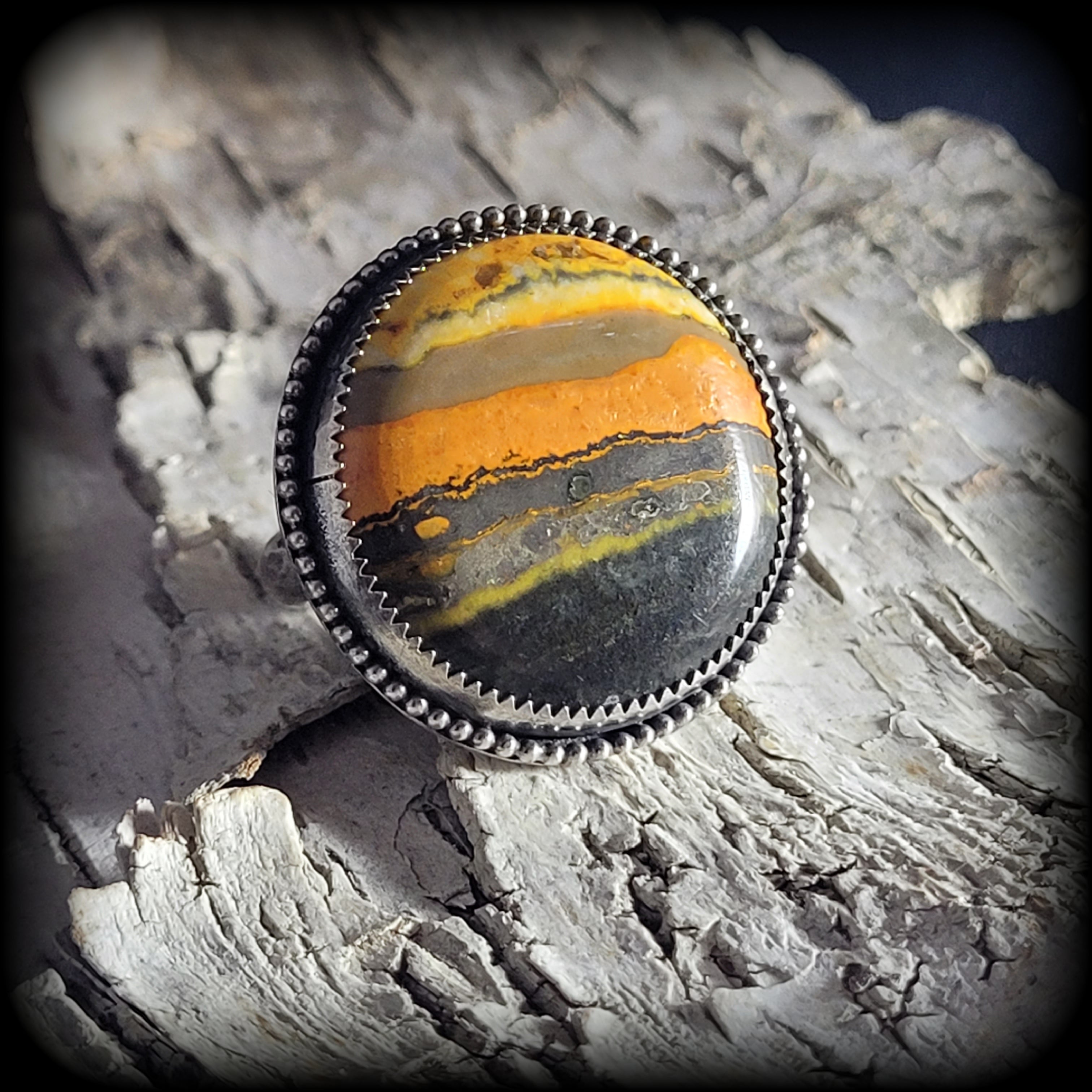 Bumblebee Jasper Ring Size 9