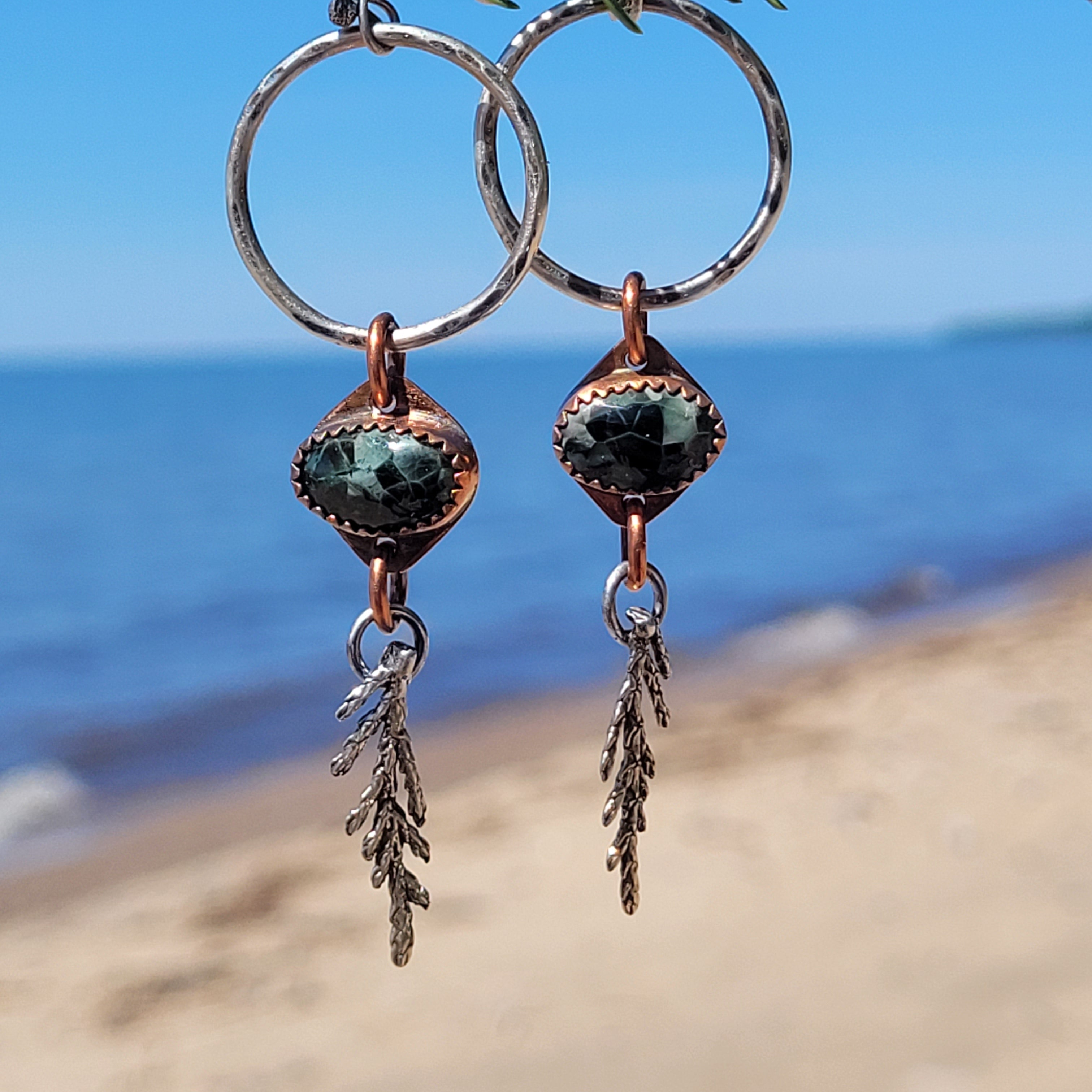 Keweenaw Greenstone (Chlorastrolite) Earrings