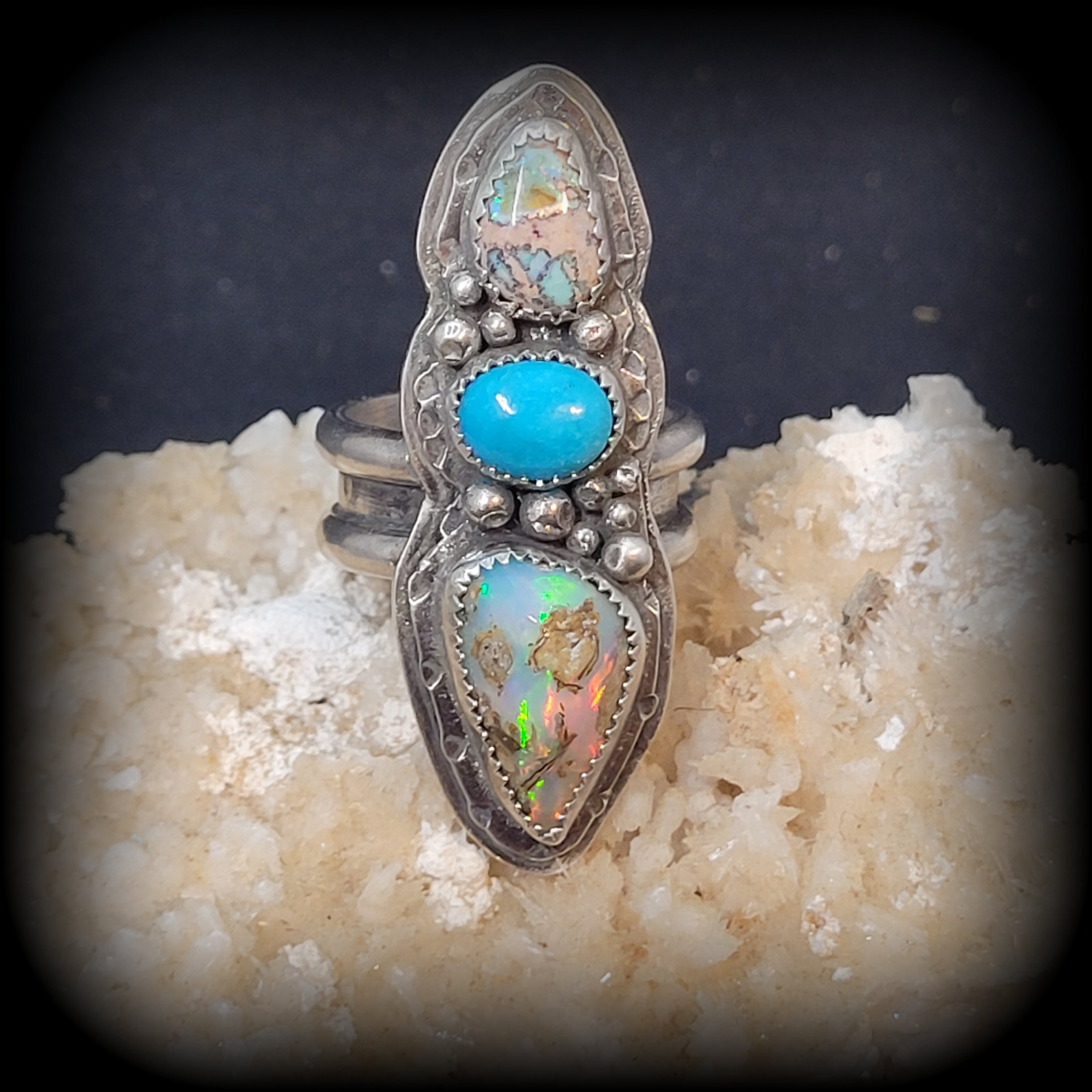 Matrix Opal and Sleeping Beauty Turquoise Ring Size 10