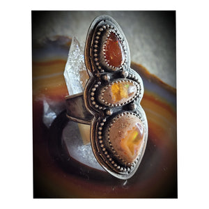 "Orange Fire" Opal Ring Sz 7